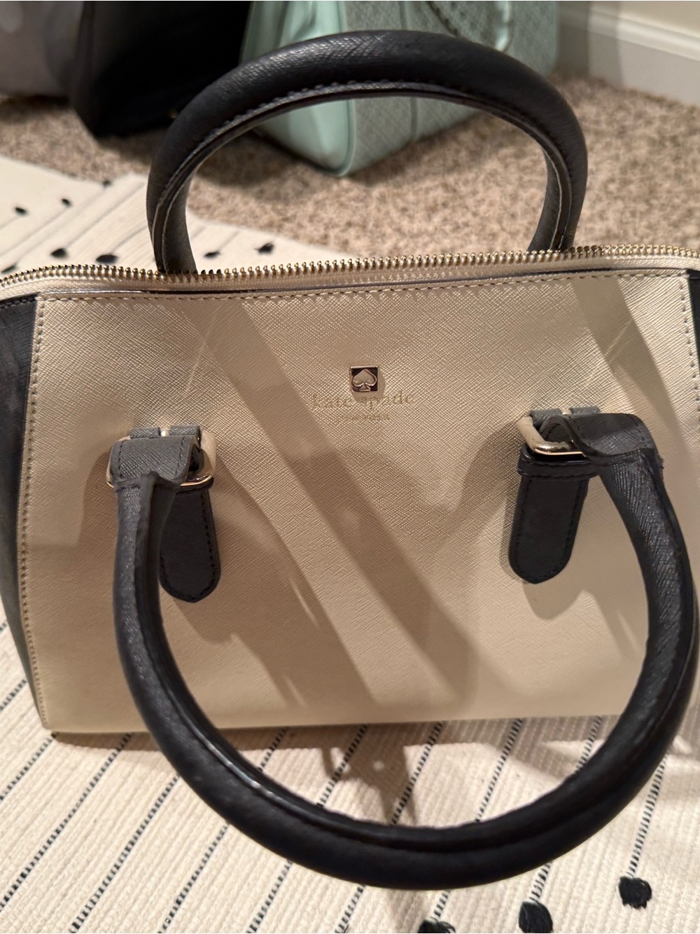 kate spade Cream and Black Structured Satchel